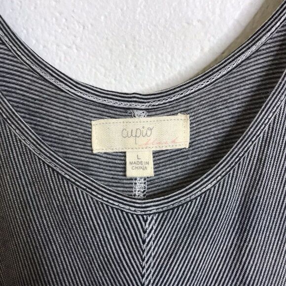 Cupio Womens Shirt Tank Large Top Black White Stripe Swing Tank Top Beach - Picture 2 of 8